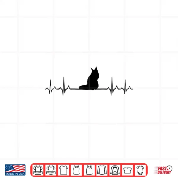 Design Heartbeat ECG Pulse Maine Coon Cat Shirt