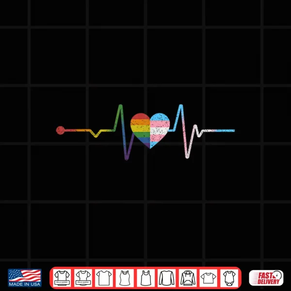 Heartbeat With Rainbow And Transgender Flag Lgbt Pride Month Shirt 4 Design Heartbeat With Rainbow and Transgender Flag LGBT Pride Month Shirt