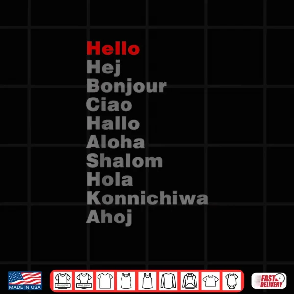 Design Hello in Different Languages Travel Backpacking Shirt