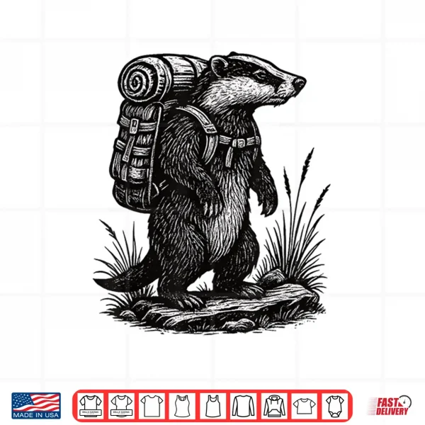 Design Hiking Badger Backpacking Animals Funny Cottagecore Shirt