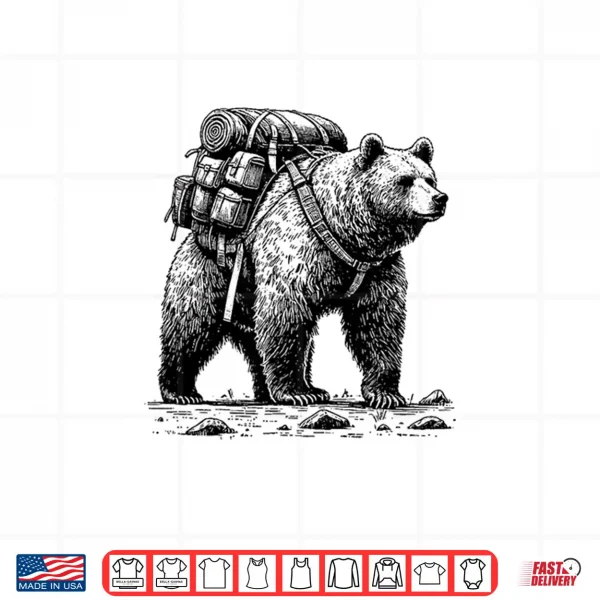 Design Hiking Grizzly Bear Backpacking Animals Funny Cottagecore Shirt