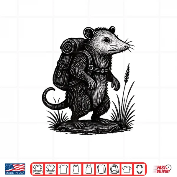 Design Hiking Opossum Backpacking Animals Funny Cottagecore Shirt