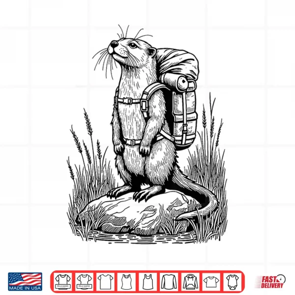 Hiking Otter Funny Cottagecore Backpacking & Backpacker Shirt 4 Design Hiking Otter Funny Cottagecore Backpacking Backpacker Shirt