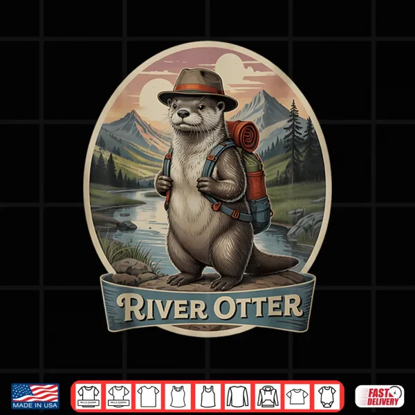Design Hiking River Otter Backpacking Animals Cottagecore Aesthetic Shirt