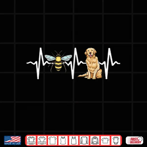 Design Honey Bee Golden Retriever Heartbeat Dog Lover Professional Graphic Shirt