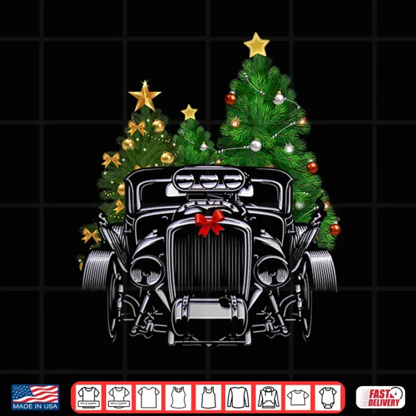Design Hot Rod Ugly Christmas Classic American Car Lover Gift Shirt