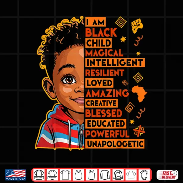 Design I Am Black History Month African American Juneteenth Kid Boy Shirt
