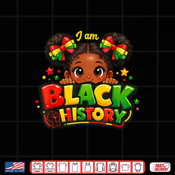 Design I Am Black History Month Melanin African Pride Afro Girl Kid Shirt