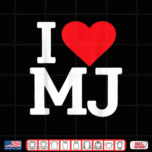 Design I Love MJ Heart Retro Personalized First Name Groovy Shirt