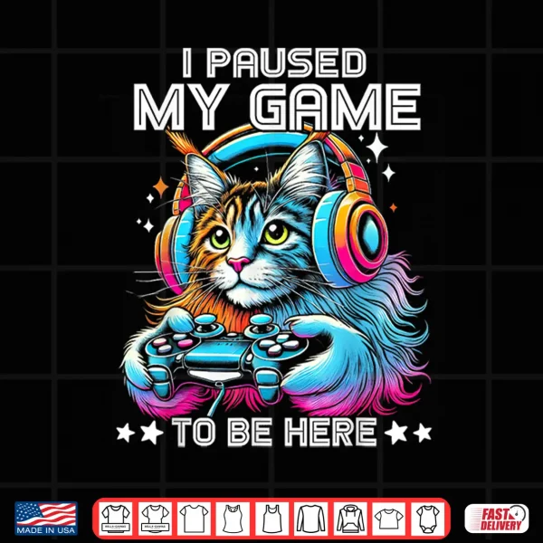 Design I Paused My Game To Be Here Maine Coon Cat Colorful Shirt