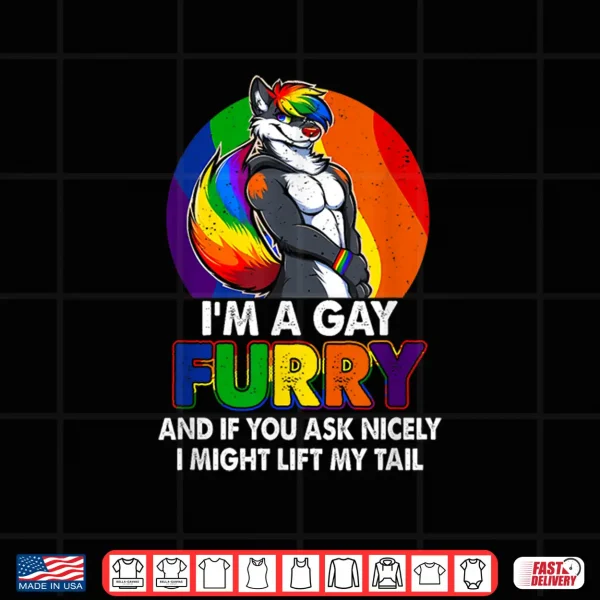 Design Im A Gay a Furry Rainbow Fox Wolf Pride Month Shirt