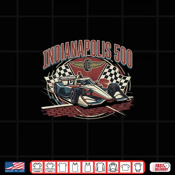 Design Indianapolis Indiana State 500 Race Car Distressed Flag Shirt