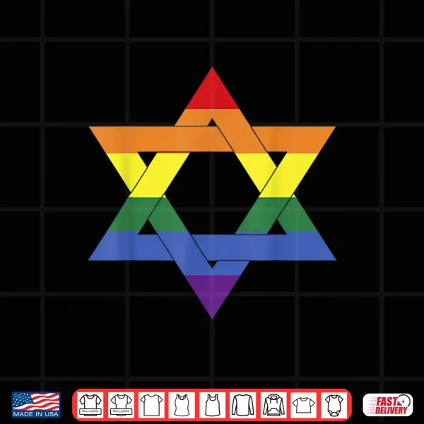 Design Israel LGBTQ Rainbow Flag Gay Pride Star Of David LGBT Shirt