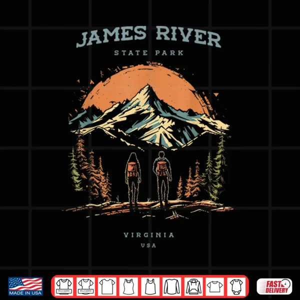 Design James River State Park Virginia Backpacking Hiking Vintage Shirt