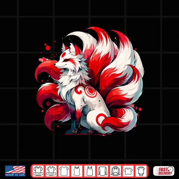 Design Japanese Anime Fox Kitsune Nine Tails Shirt