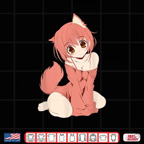Design Japanese Anime Persian Cat Girl Cute Manga Otaku Catgirl Shirt