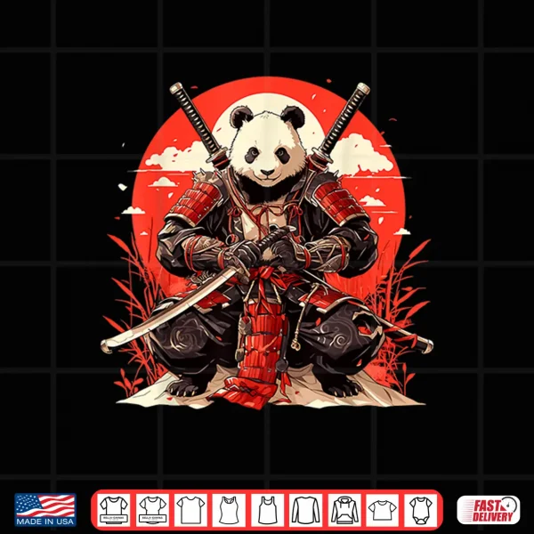 Design Japanese Art Panda Ninja Ukiyo e Anime Style Samurai Panda Shirt