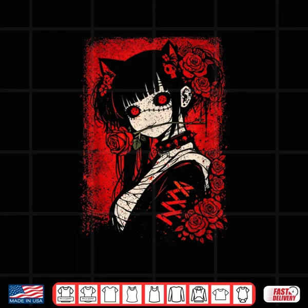Design Japanese Horror Anime Girl Creepy Manga Gothic Kawaii Otaku Shirt