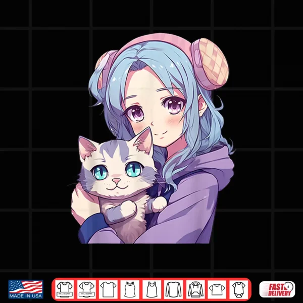 Design Japanese Kawaii Girl Anime Cats Cute Gifts for Teens Girls Shirt