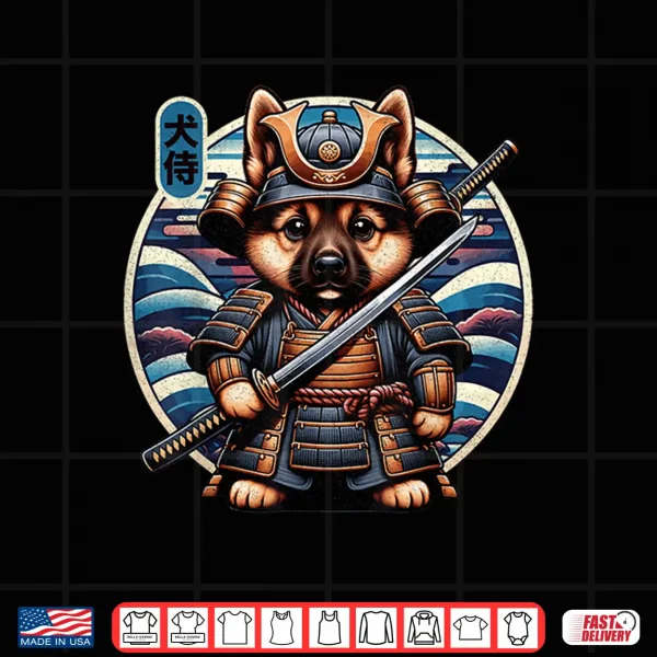 Design Japanese Samurai Dog Tattoo German Shepherd Kawaii Ninja Shirt