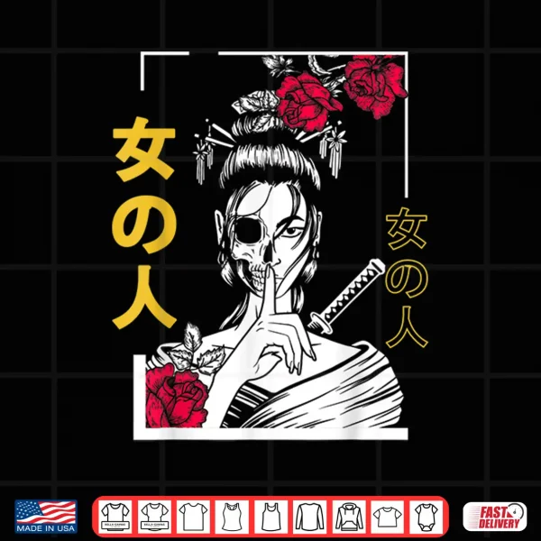 Design Japanese Samurai Floral Warrior Geisha Woman Tokyo Anime Shirt