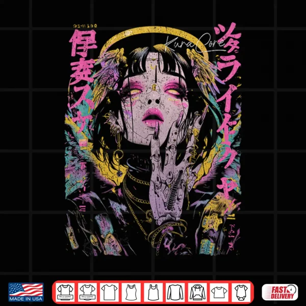 Design Japanese Streetwear Cyberpunk Angel Y2K Techwear Manga Anime Shirt