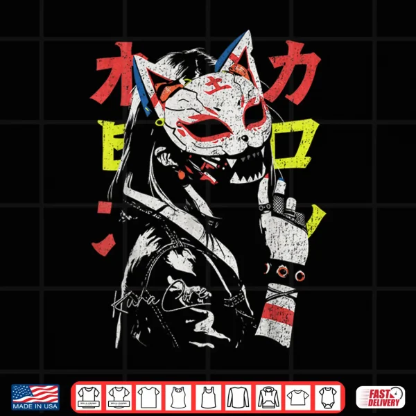 Design Japanese Streetwear Cyberpunk Y2K Techwear Neko Manga Anime Shirt