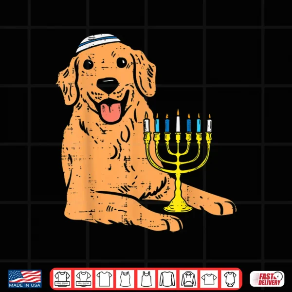 Design Jewish Golden Retriever Dog Hanukkah Pajamas Chanukah PJs Shirt