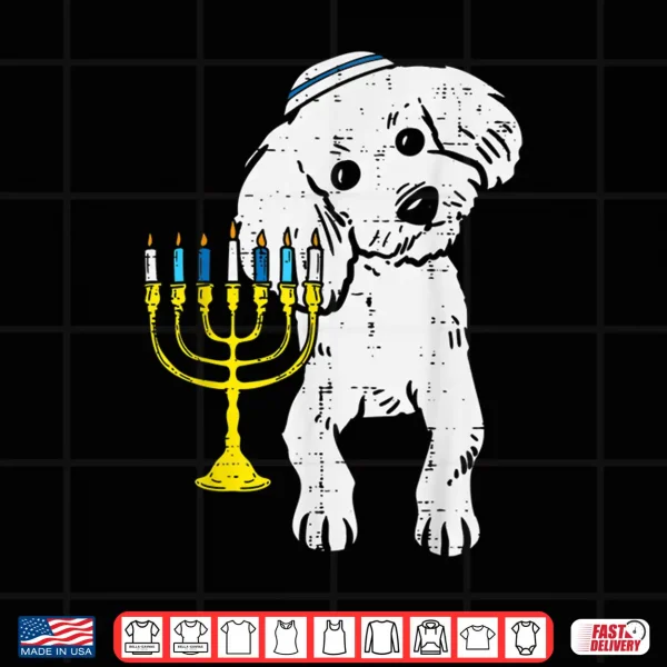 Design Jewish Poodle Dog Menorah Hanukkah Pajamas Chanukah PJs Shirt