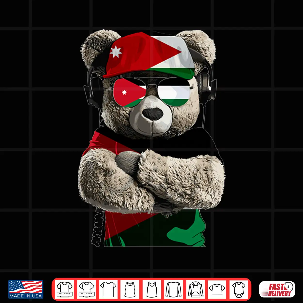 Jordanian Flag Bear Sunglasses Souvenirs Products Jordan Performance Shirt Jordanian Flag Bear Sunglasses Souvenirs Products Jordan Performance Shirt