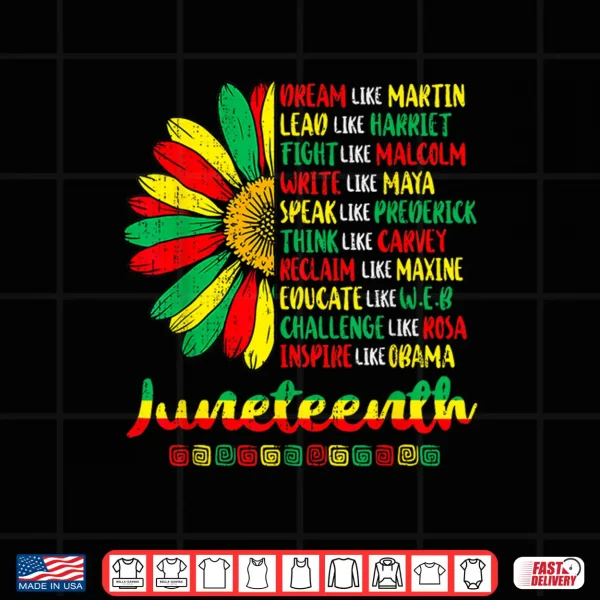 Design Juneteenth 1865 Sunflower Freedom African June 19th Womens Shirt