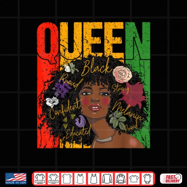 Design Juneteenth Black History Month Educated African Queen Womens Shirt