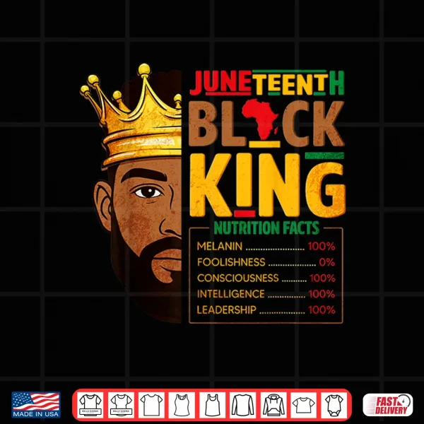 Design Juneteenth Black King Nutrition Facts Pride African Mens Shirt