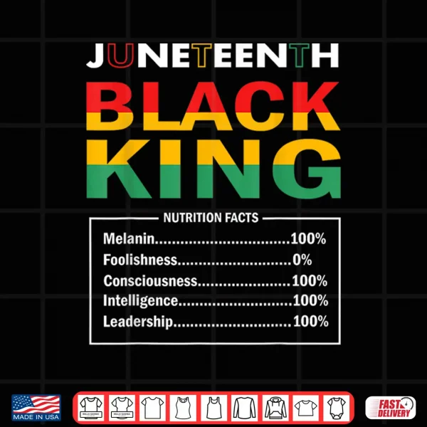 Design Juneteenth Black King Nutritional Facts Black History Month Shirt