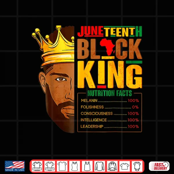 Design Juneteenth Black King Nutritional Facts Shirt