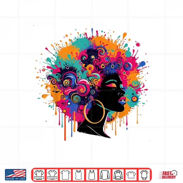 Design Juneteenth Black Womens Queen Afro African Melanin Dripping Shirt