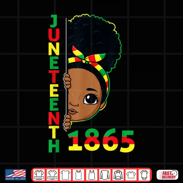 Design Juneteenth Celebrating 1865 Brown Skin Princess Girls Kids Shirt