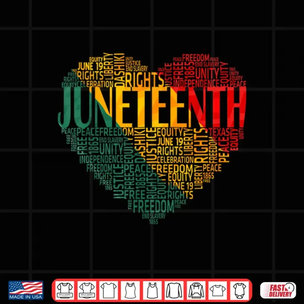Design Juneteenth Heart Black History American African Flag Freedom Shirt