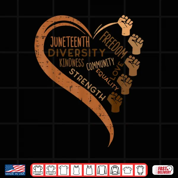 Design Juneteenth Heart Fists Black History Melanin Men Women Kids Shirt