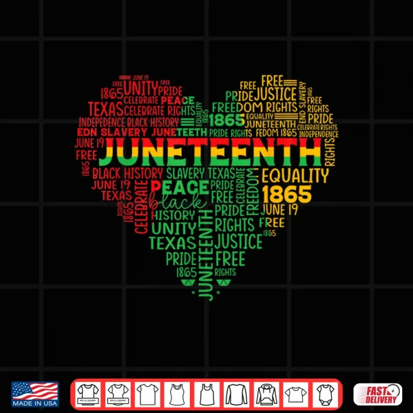 Design Juneteenth Heart Freedom African American Teen Girls Women Shirt