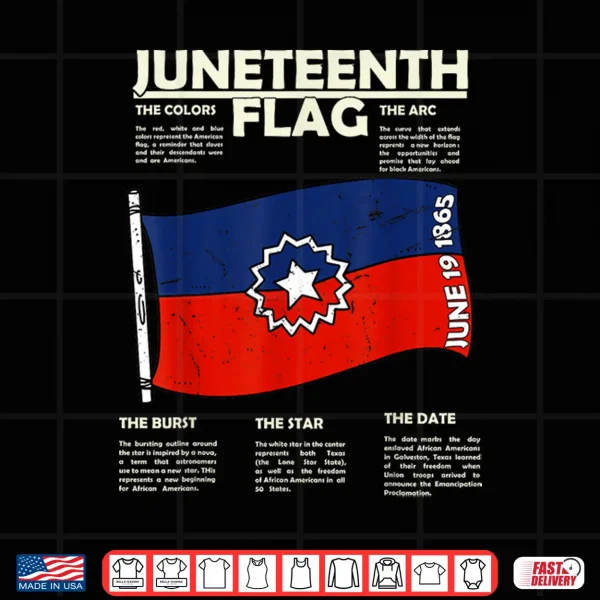 Design Juneteenth Red White Blue Symbolic Flag Breakdown Meaning Shirt