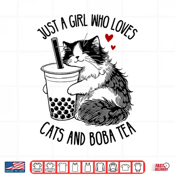 Design Just A Girl Who Loves Cats and Boba Tea Ragdoll Cat Lover Shirt