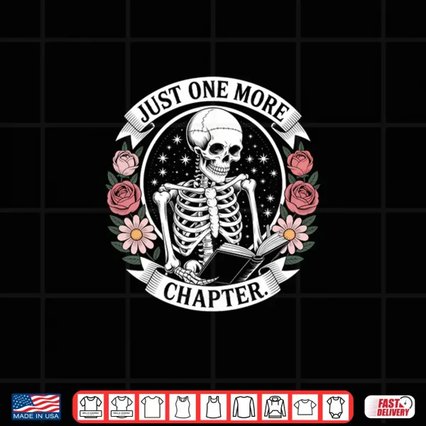 Design Just One More Chapter Gothic Skeleton Reading A Book Comfort Colors Crop Top