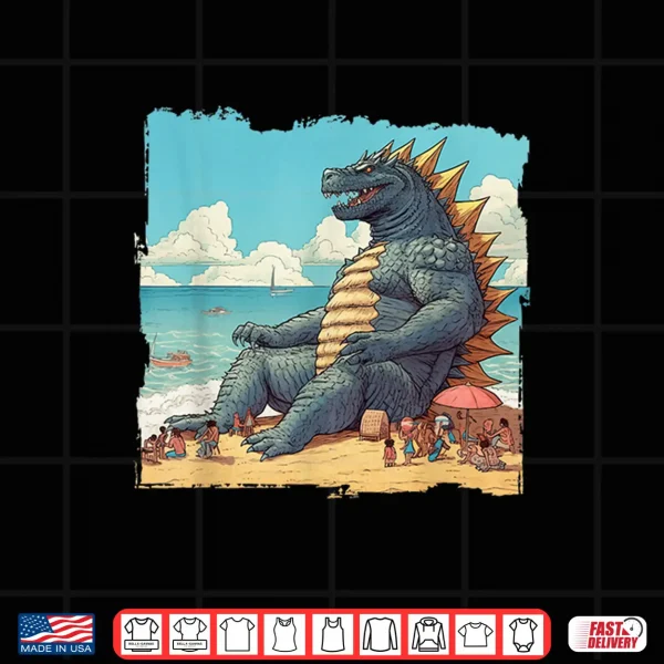 Design Kaiju on the Beach Suntanning Vacation Ocean Holiday Party Shirt