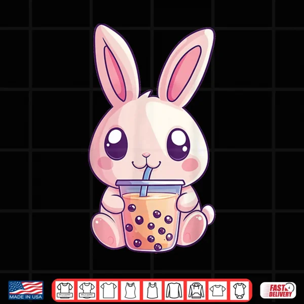 Design Kawaii Bunny Rabbit Boba Tea Bubble Tea Anime Cute Easter Shirt 2