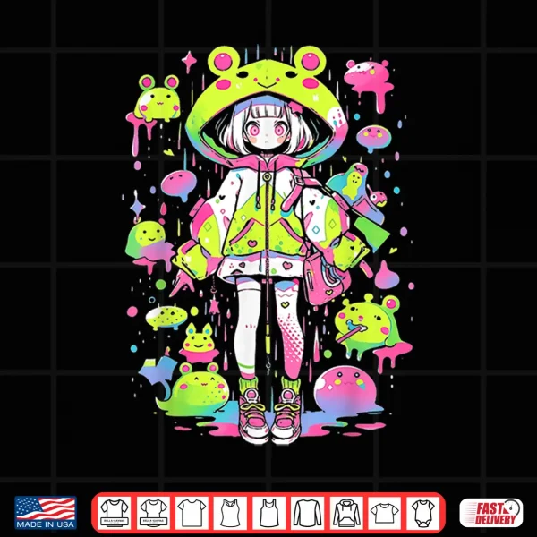 Design Kawaii Chibi Frog Girl Decora Kei Anime Manga Harajuku Shirt