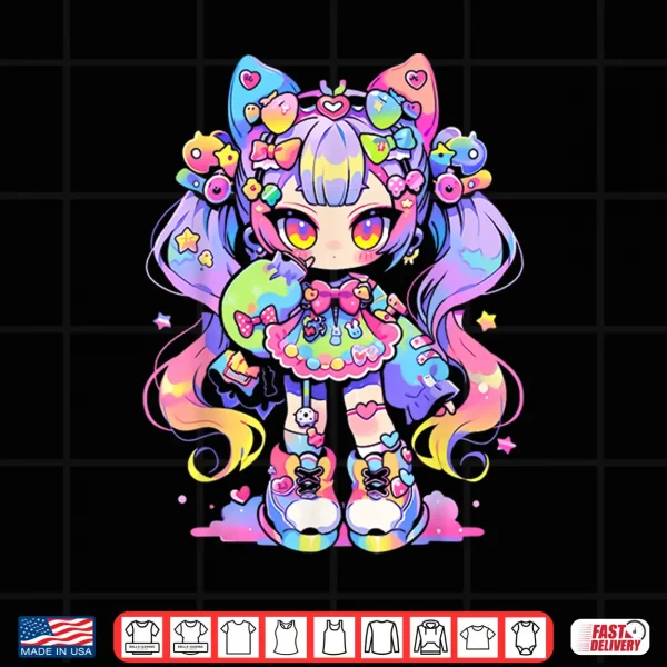 Design Kawaii Chibi Girl Decora Fairy Kei Anime Manga Harajuku Shirt