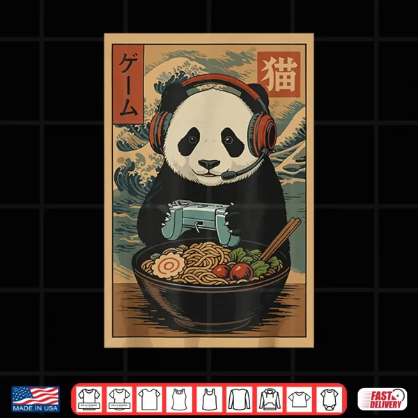 Design Kawaii Japanese Ramen Panda Retro Gaming Shirts for Men Shirt