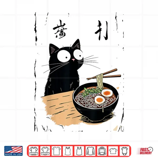 Design Kawaii Ramen Cat Cute Japanese Food for Anime Noodle Lovers Shirt