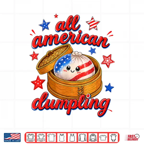 Kids Cute Striped All American Dumpling 4Th Of July Girls Shirt 4 Design Kids Cute Striped All American Dumpling 4th of July Girls Shirt